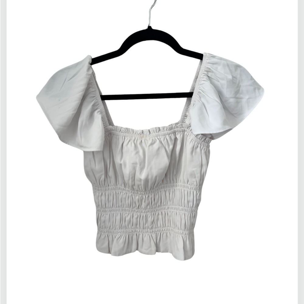 Abercrombie & Fitch White Peplum Cropped Top (M)